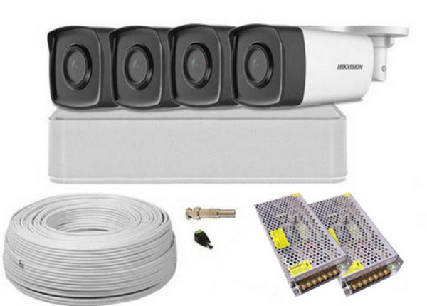 Kit 4 camere supraveghere 5MP Hikvision instalare inclusa
