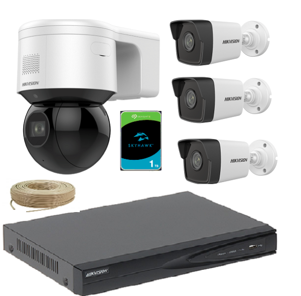 Sistem supraveghere IP 4 mp HIKVISION + Camera PTZ